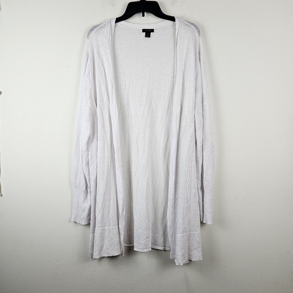Halogen Linen Open Front White Cardigan Size 1X - Picture 1 of 6